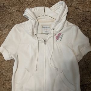 White American Eagle Short Sleeve Hoodie